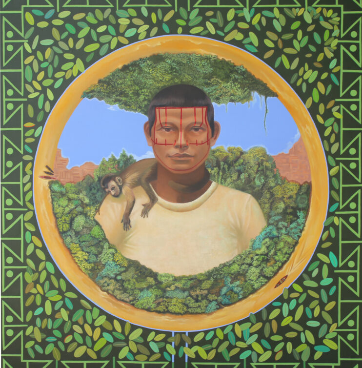 Coca Leaves, 2024, acrylic and oil on canvas, 100*110 cm.